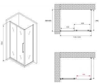 Душевой уголок ABBER Schwarzer Diamant AG30120H-S60 120x60см хром